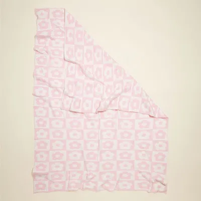 Fashnzfab Flower Patterned Throw Blanket In Pink