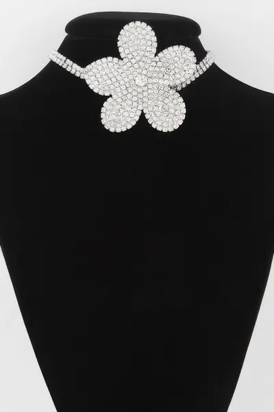 Fashnzfab Flower Pearl Triple Wrap Necklace In Black