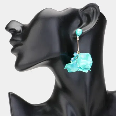 Fashnzfab Flower Petal Dropdown Earrings In Blue