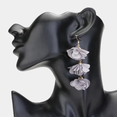 Fashnzfab Flower Petal Link Dropdown Earrings In Gray
