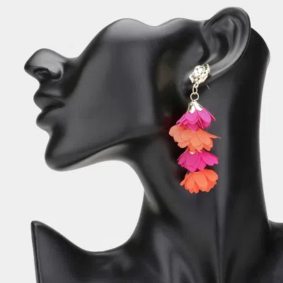 Fashnzfab Flower Petal Link Dropdown Earrings In Pink