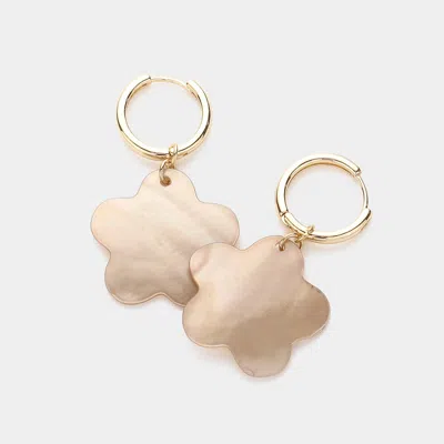 Fashnzfab Flower Pointed Dangle Huggie Earrings In Gold