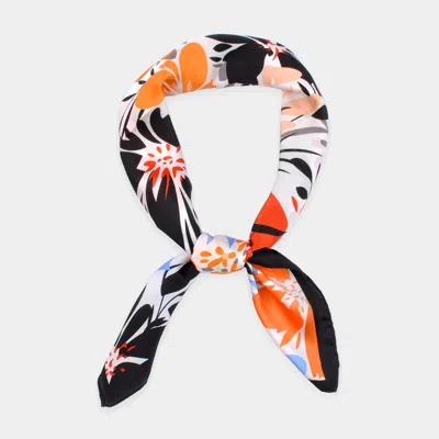 Fashnzfab Flower Print Bandana Scarf In Black
