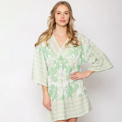 Fashnzfab Flower Print Cover Up Poncho In Green