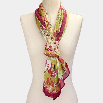 Fashnzfab Flower Print Oblong Scarf In White
