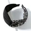 Fashnzfab Flower Printed Knot Headband In Black