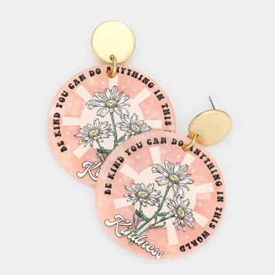 Fashnzfab Flower Printed Resin Round Dangle Earrings In Multi