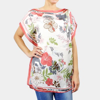 Fashnzfab Flower Printed Satin Poncho In Multi