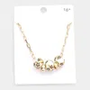 Fashnzfab Flower Printed Triple Bead Pendant Necklace In Gold