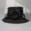 Fashnzfab Flower Ribbon Feather Accented Sinamay Dressy Hat In Black