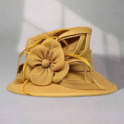 Fashnzfab Flower Ribbon Feather Accented Sinamay Dressy Hat In Brown