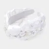 Fashnzfab Flower Sequin Embellished Knot Headband In White
