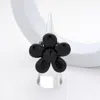 Fashnzfab Flower Stone Cluster Stretch Ring In Black