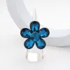 Fashnzfab Flower Stone Cluster Stretch Ring In Blue