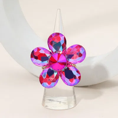 Fashnzfab Flower Stone Cluster Stretch Ring In Multi