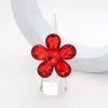 Fashnzfab Flower Stone Cluster Stretch Ring In Red