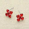 Fashnzfab Flower Stone Stud Earrings In Multi