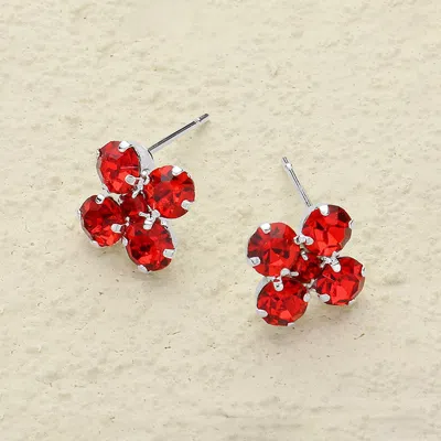 Fashnzfab Flower Stone Stud Earrings In Multi