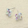Fashnzfab Flower Stone Stud Earrings In Multi