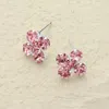 Fashnzfab Flower Stone Stud Earrings In Pink