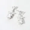 Fashnzfab Flower Teardrop Cz Stone Cluster Dangle Evening Earrings In Multi