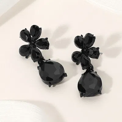 Fashnzfab Flower Teardrop Stone Cluster Dangle Evening Earrings In Multi
