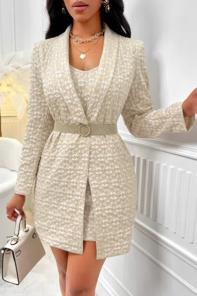 Fashnzfab Flower Texture Cami Dress And Cardigan Sets