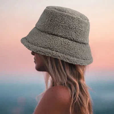 Fashnzfab Fluffy Bucket Hat In Grey