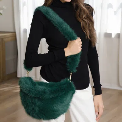 Fashnzfab Fluffy Faux Fur Crossbody Bag / Shoulder Bag In Green