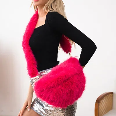Fashnzfab Fluffy Faux Fur Crossbody Bag / Shoulder Bag In Pink