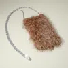 Fashnzfab Fluffy Faux Fur Crossbody Phone Case Bag In Brown