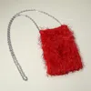Fashnzfab Fluffy Faux Fur Crossbody Phone Case Bag In White