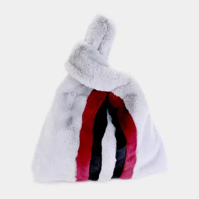 Fashnzfab Fluffy Faux Fur Slouchy Tote Bag In Gray