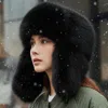 Fashnzfab Fluffy Faux Fur Winter Ear Flap Trapper Hat In Black