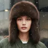 Fashnzfab Fluffy Faux Fur Winter Ear Flap Trapper Hat In Brown