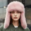 Fashnzfab Fluffy Faux Fur Winter Ear Flap Trapper Hat In Pink