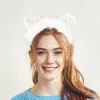Fashnzfab Fluffy Fur Trim Lace Cat Ear Headband In White