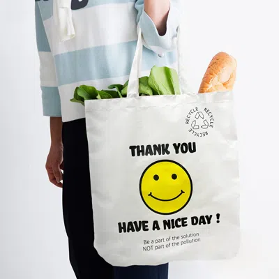 Fashnzfab Foldable Smile Pocket Shoulder Bag In White