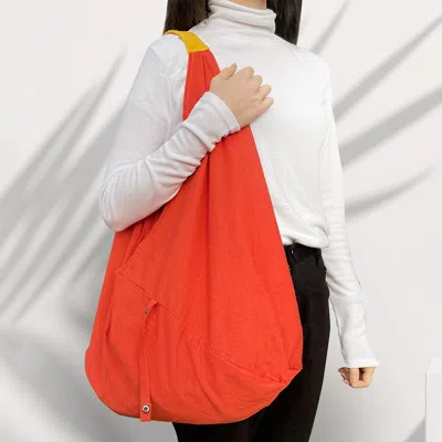 Fashnzfab Foldable Triangle Shoulder Bag In Orange