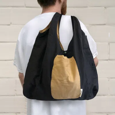 Fashnzfab Foldable Two Tone Big Tote Bag In Black