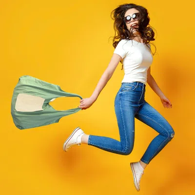 Fashnzfab Foldable Two Tone Big Tote Bag In Blue