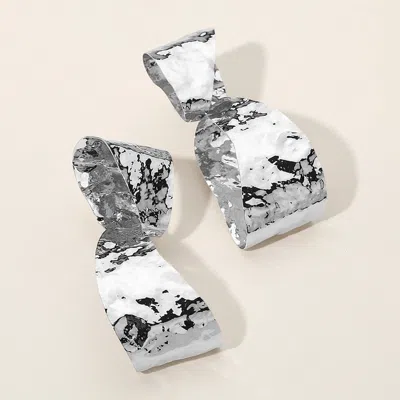 Fashnzfab Folded Hammered Metal Loop Link Earrings In Multi