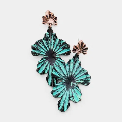 Fashnzfab Folded Metal Earrings In Green