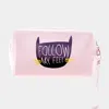 Fashnzfab Follow My Feet Cat Print Zipper Pouch Bag 7.5x4x3.5 In Multi