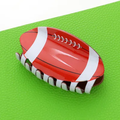 Fashnzfab Football Acrylic Hair Claw Clip In Red