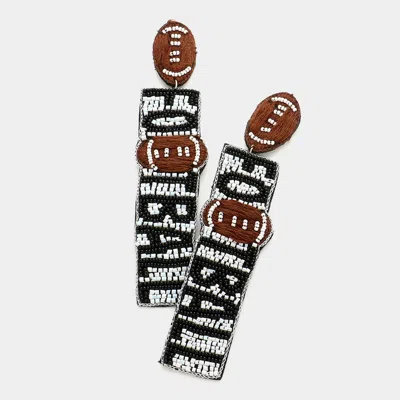 Fashnzfab Football Beaded Message Dangle Earrings In Brown
