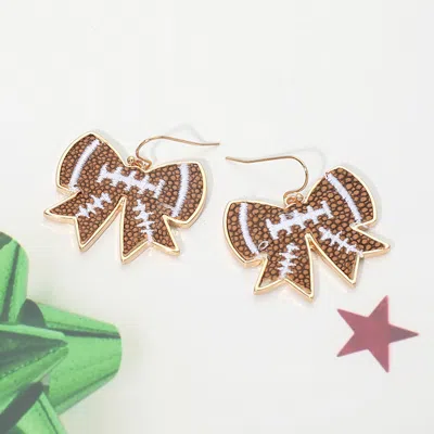 Fashnzfab Football Bow Charm Drop Dangle Earrings In Brown