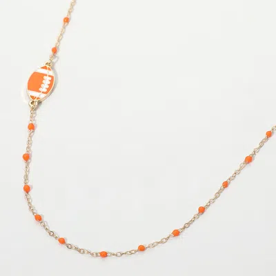 Fashnzfab Football Charm Accent Dainty Beaded Game Day Chain Necklace In Gold
