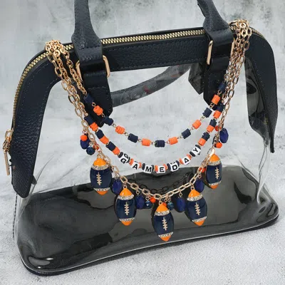 Fashnzfab Football Charm Embellished Game Day Heishi Beaded Layered Bag Charm In Gold