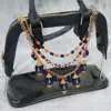Fashnzfab Football Charm Embellished Game Day Heishi Beaded Layered Bag Charm In Gold